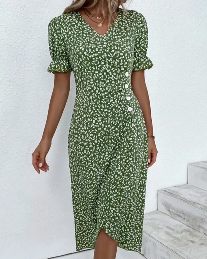 Barbara - Fresh Bloom V-Neck Dress
