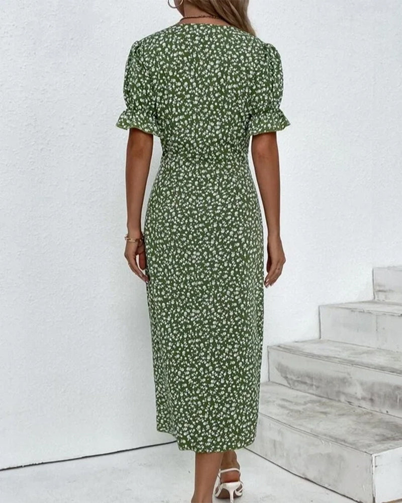 Barbara - Fresh Bloom V-Neck Dress