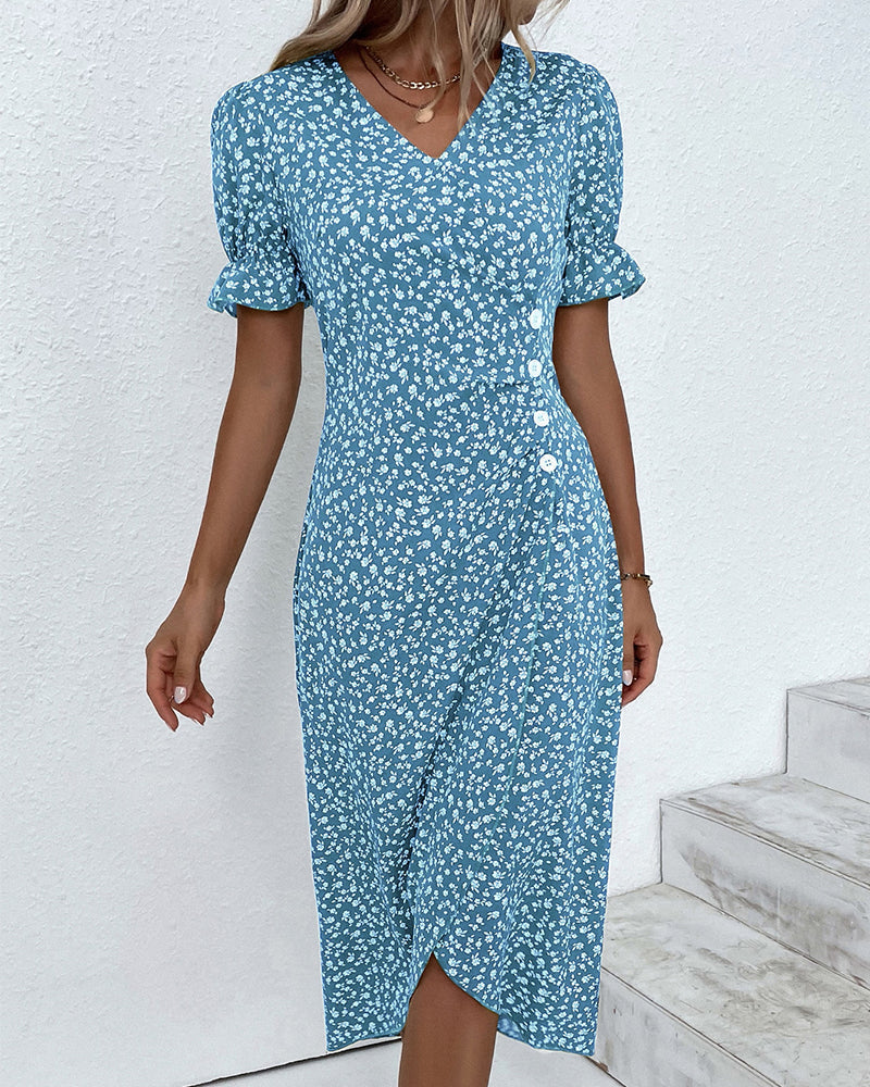 Barbara - Fresh Bloom V-Neck Dress