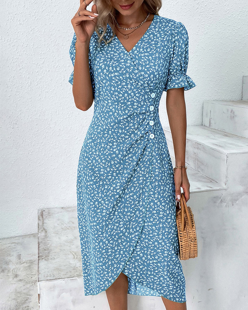 Barbara - Fresh Bloom V-Neck Dress