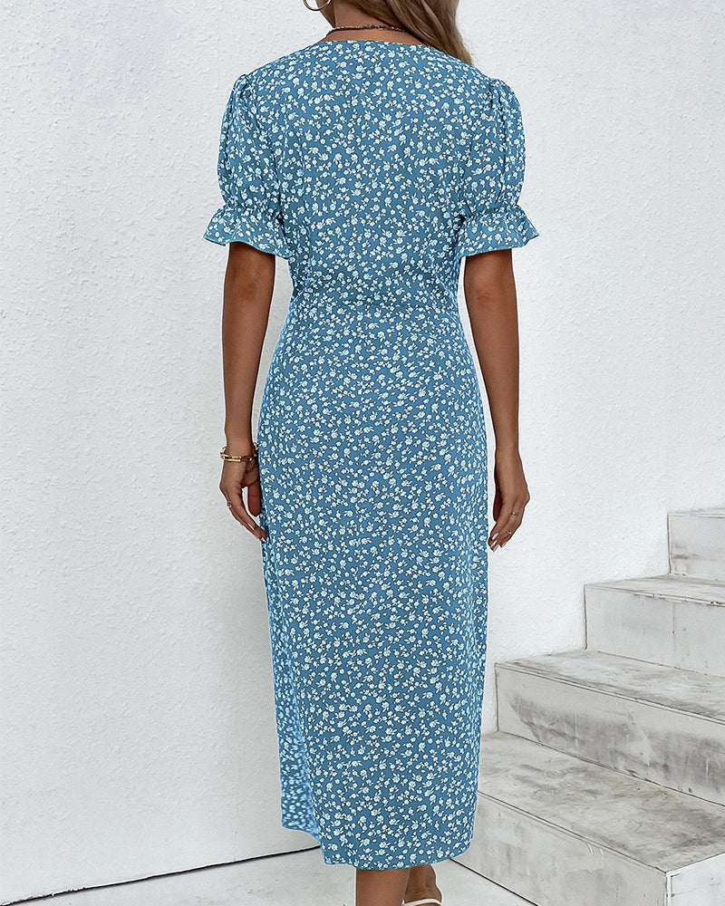 Barbara - Fresh Bloom V-Neck Dress