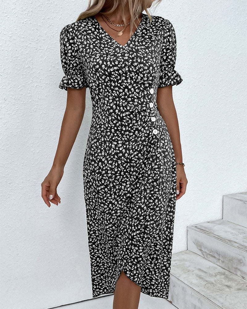 Barbara - Fresh Bloom V-Neck Dress