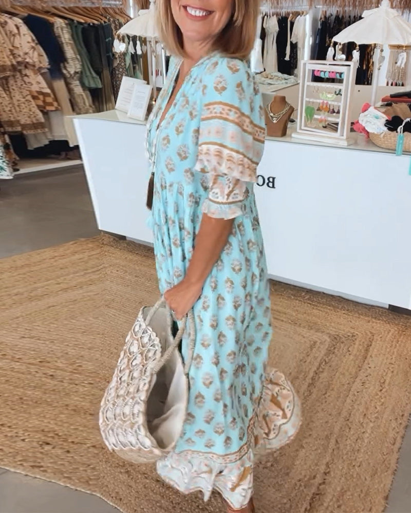 Bridget - Printed V-Neck Dress