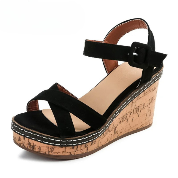 SHANIA | CORK STRAP WEDGE SANDALS