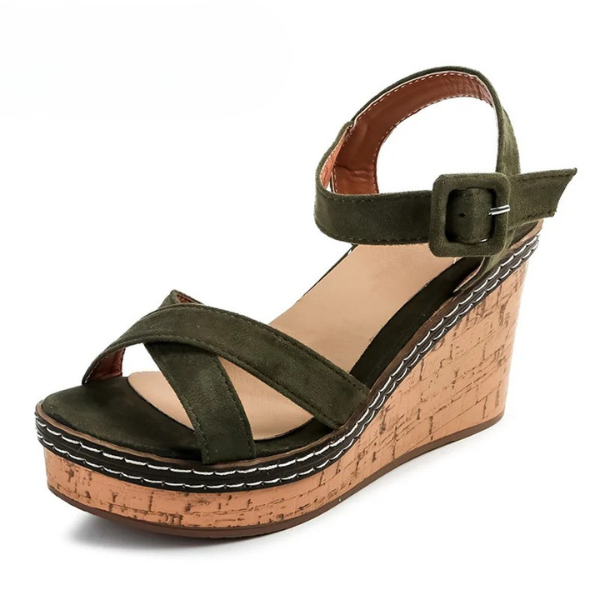 SHANIA | CORK STRAP WEDGE SANDALS