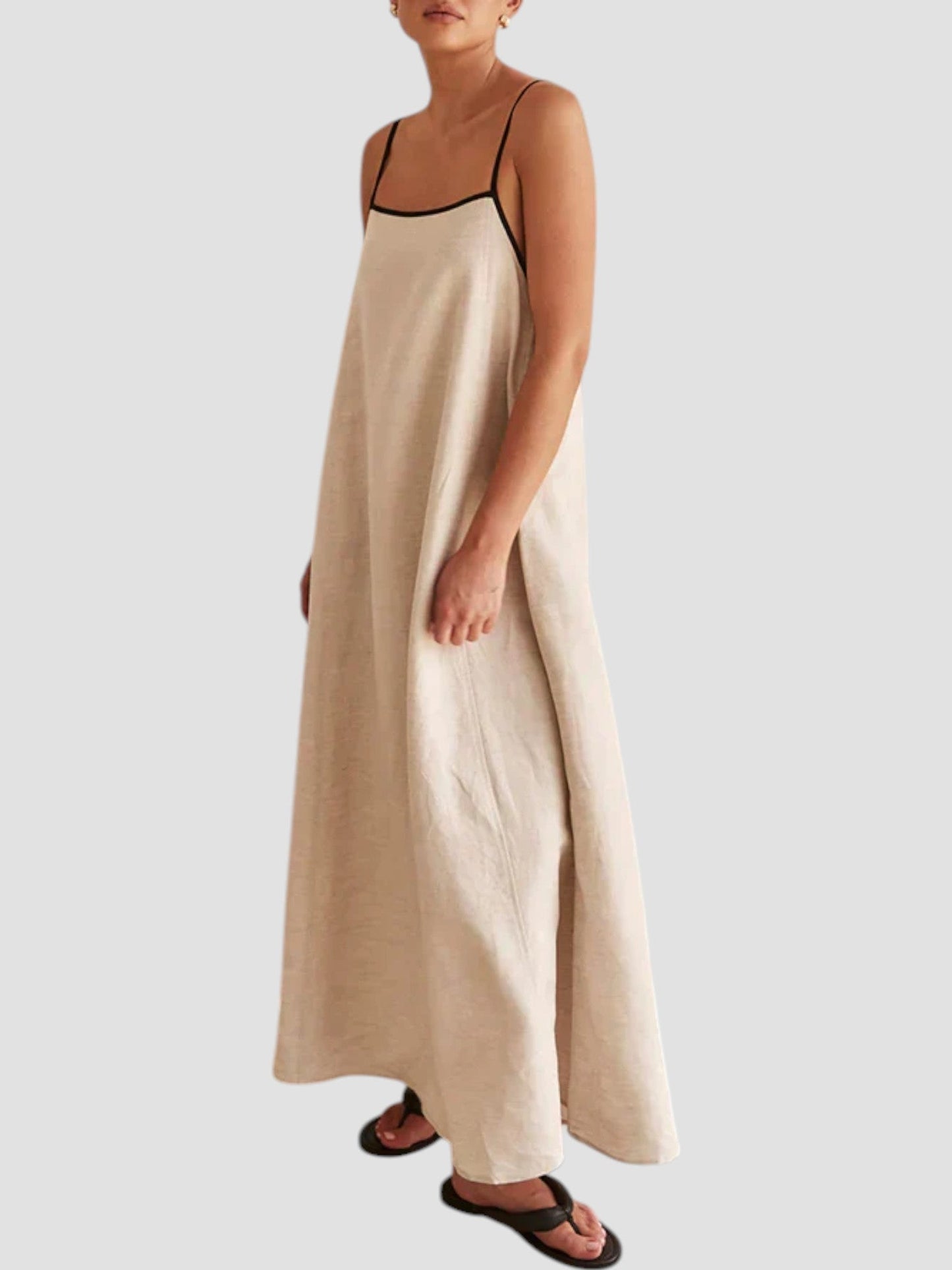 Carmela | Beige Boho Stripe Dress