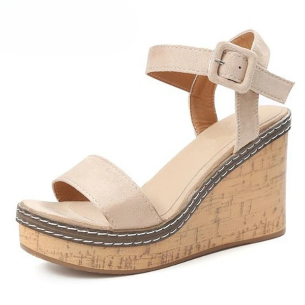 SHANIA | CORK STRAP WEDGE SANDALS