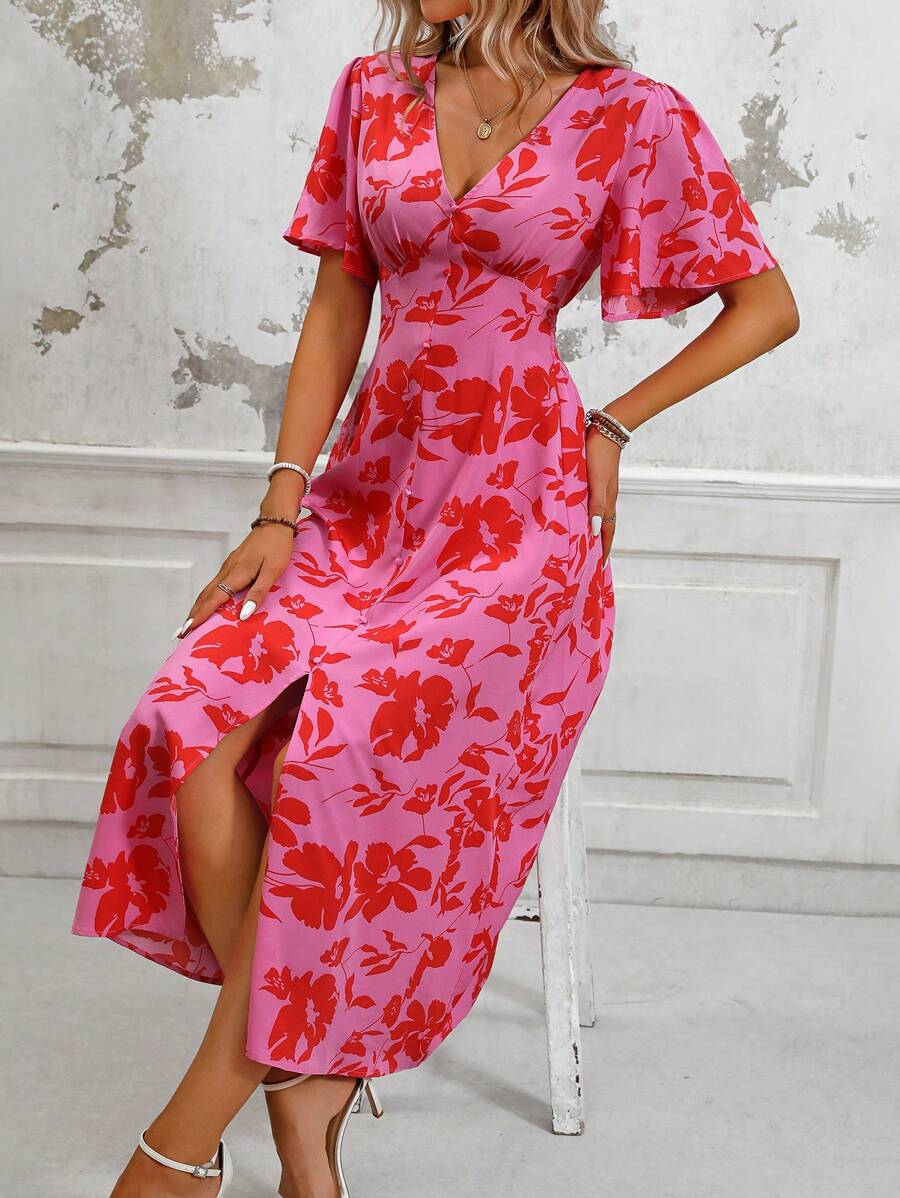 Celeste - Satin Ruched Split Mini Dress