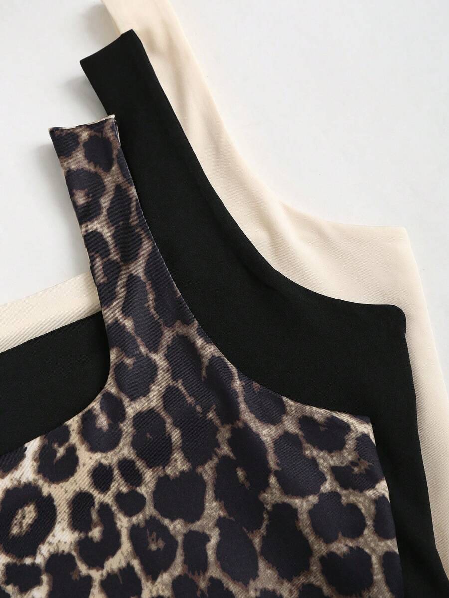 Sweetra Women's Casual Versatile Tank Top, Summer Graphic Cheetah Print Tees Women Tops