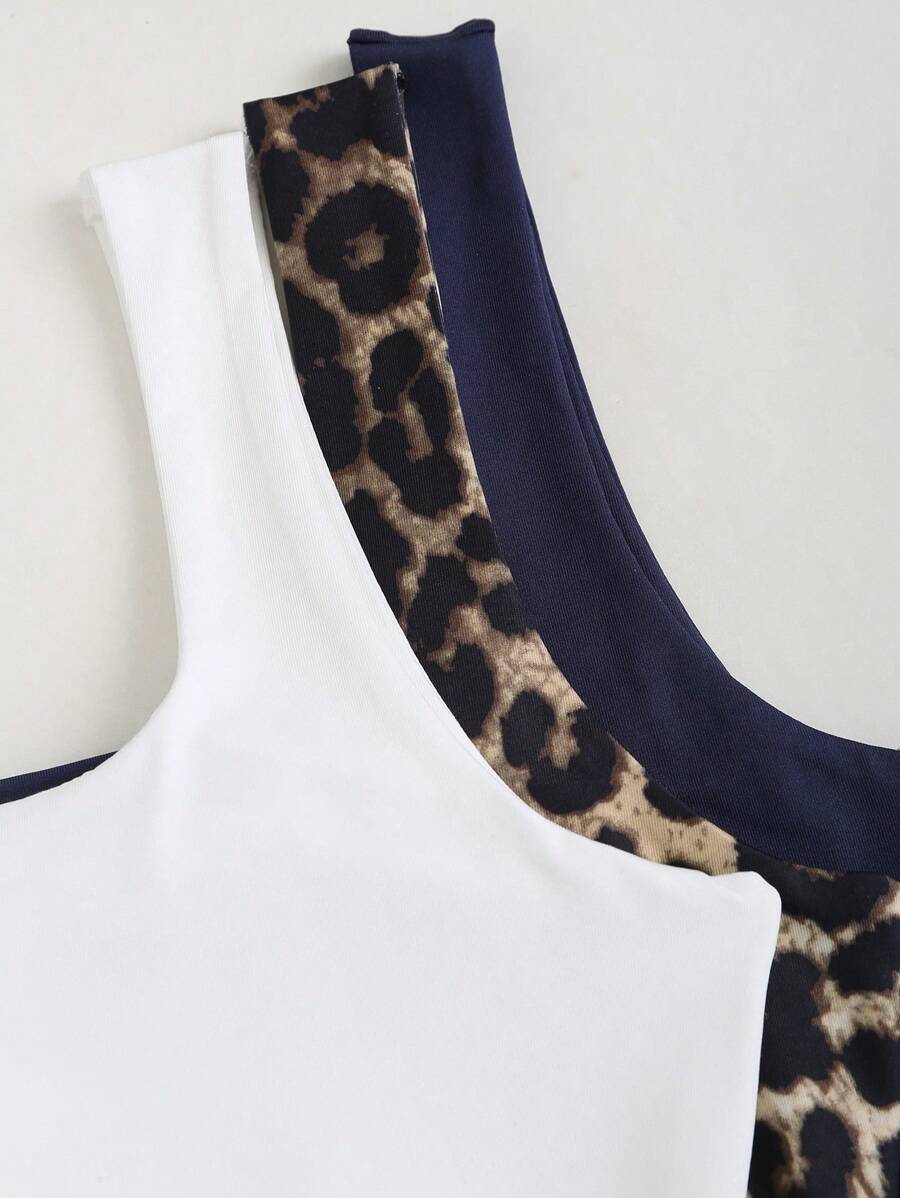 Sweetra Women's Casual Versatile Tank Top, Summer Graphic Cheetah Print Tees Women Tops