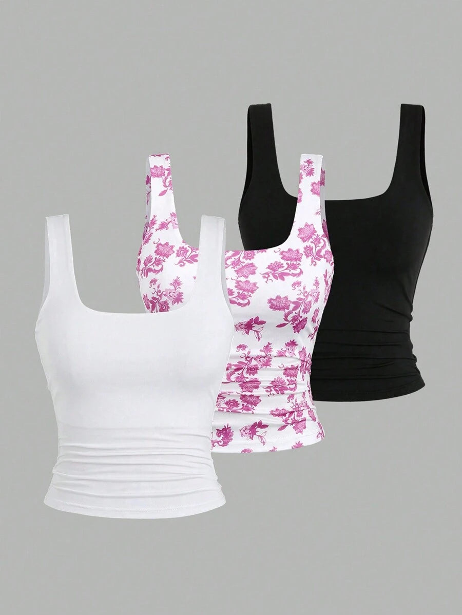 Sweetra Women's Casual Versatile Tank Top, Summer Graphic Cheetah Print Tees Women Tops