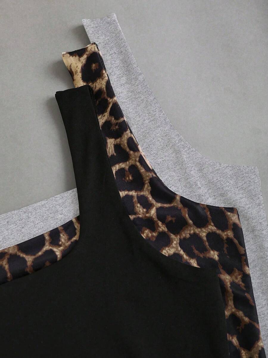 Sweetra Women's Casual Versatile Tank Top, Summer Graphic Cheetah Print Tees Women Tops
