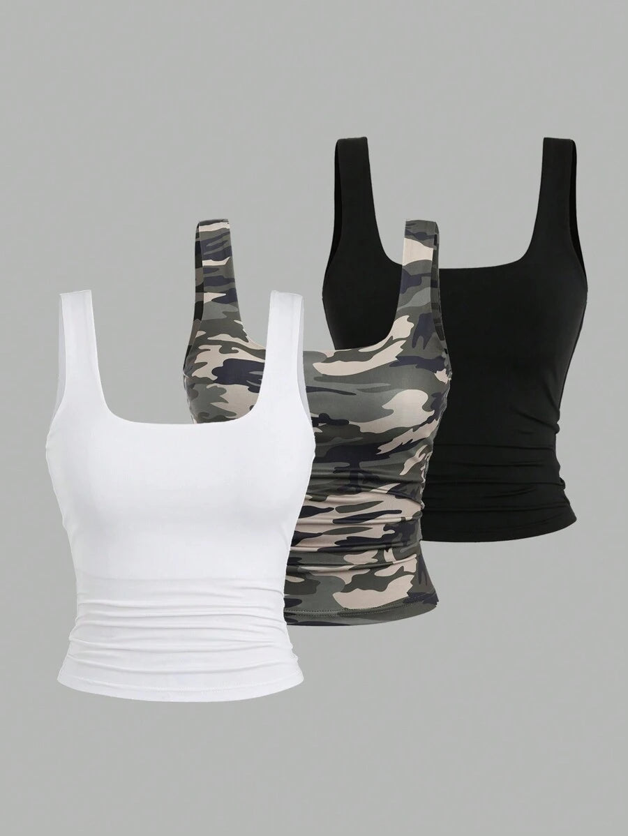 Sweetra Women's Casual Versatile Tank Top, Summer Graphic Cheetah Print Tees Women Tops