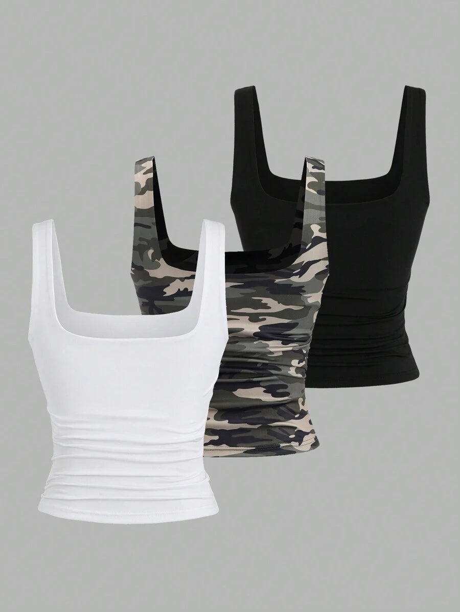 Sweetra Women's Casual Versatile Tank Top, Summer Graphic Cheetah Print Tees Women Tops