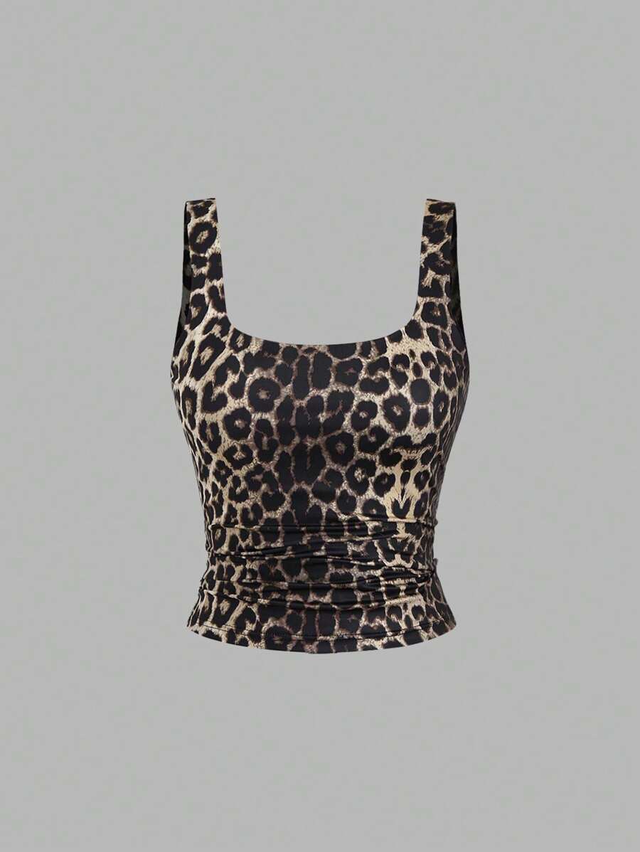 Sweetra Women's Casual Versatile Tank Top, Summer Graphic Cheetah Print Tees Women Tops