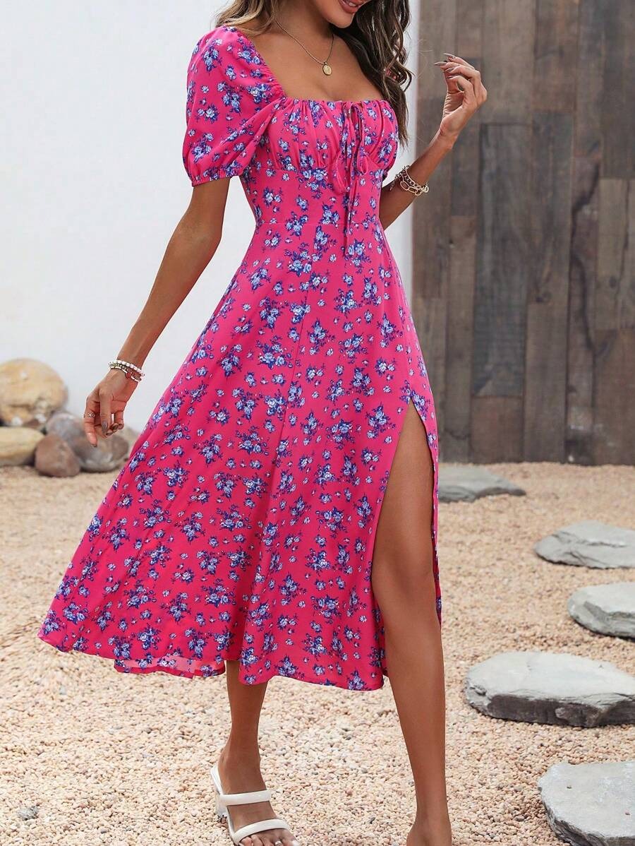 Breezaya – Allover Floral Knot Maxi Dress