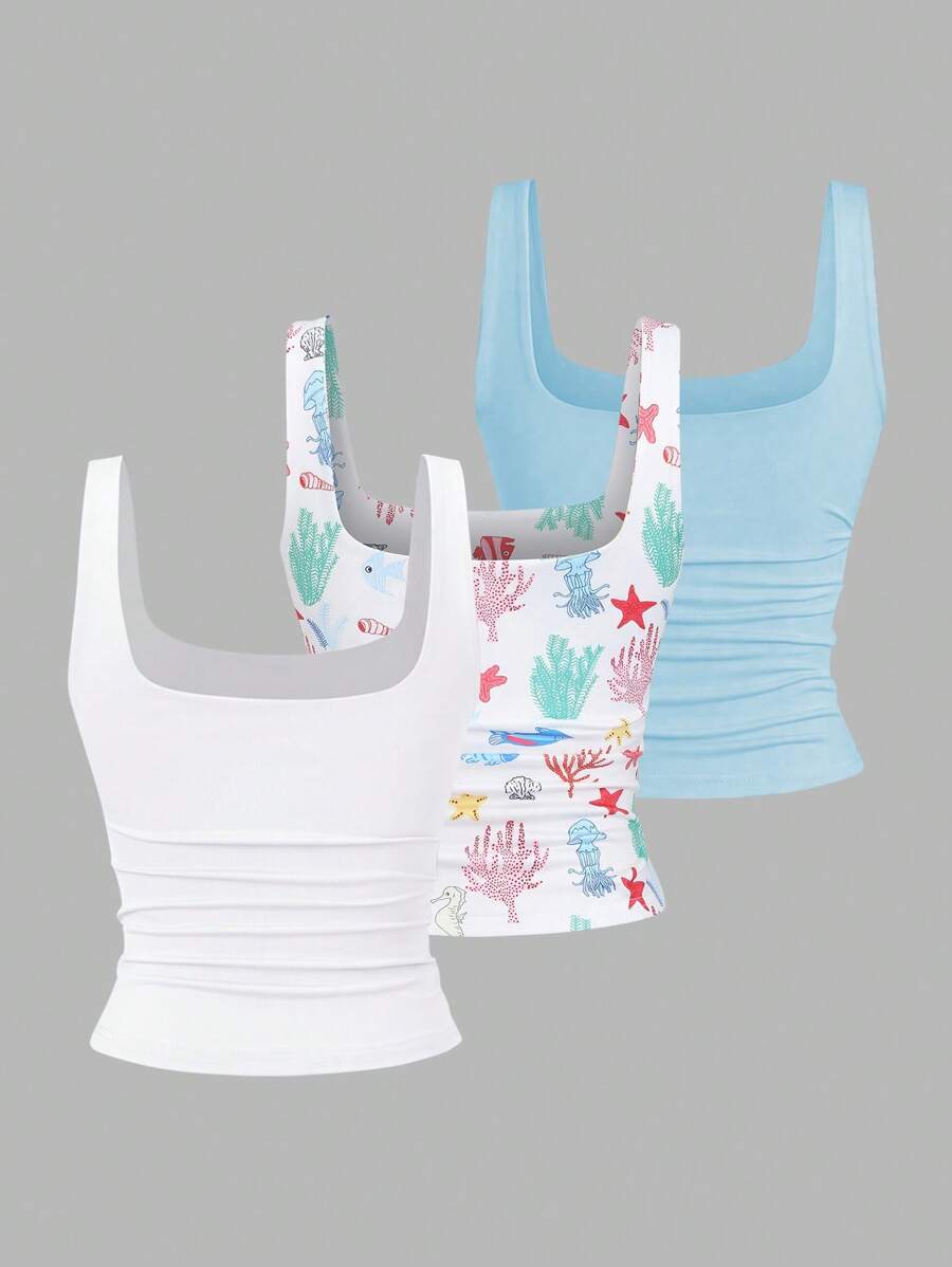 Sweetra Women's Casual Versatile Tank Top, Summer Graphic Cheetah Print Tees Women Tops