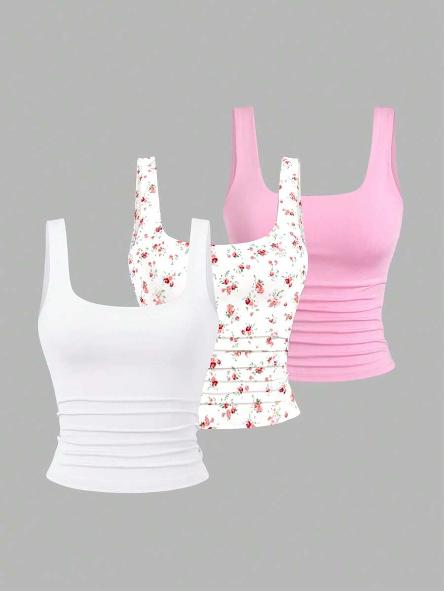 Sweetra Women's Casual Versatile Tank Top, Summer Graphic Cheetah Print Tees Women Tops
