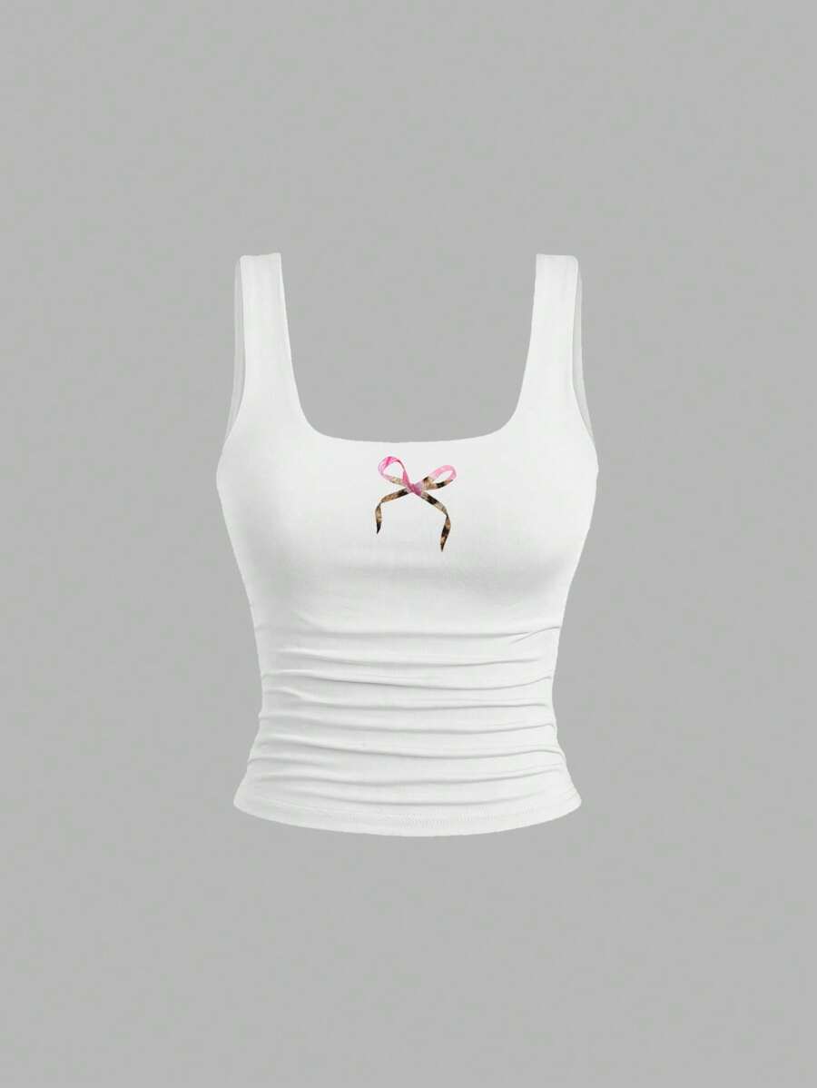 Sweetra Women's Casual Versatile Tank Top, Summer Graphic Cheetah Print Tees Women Tops