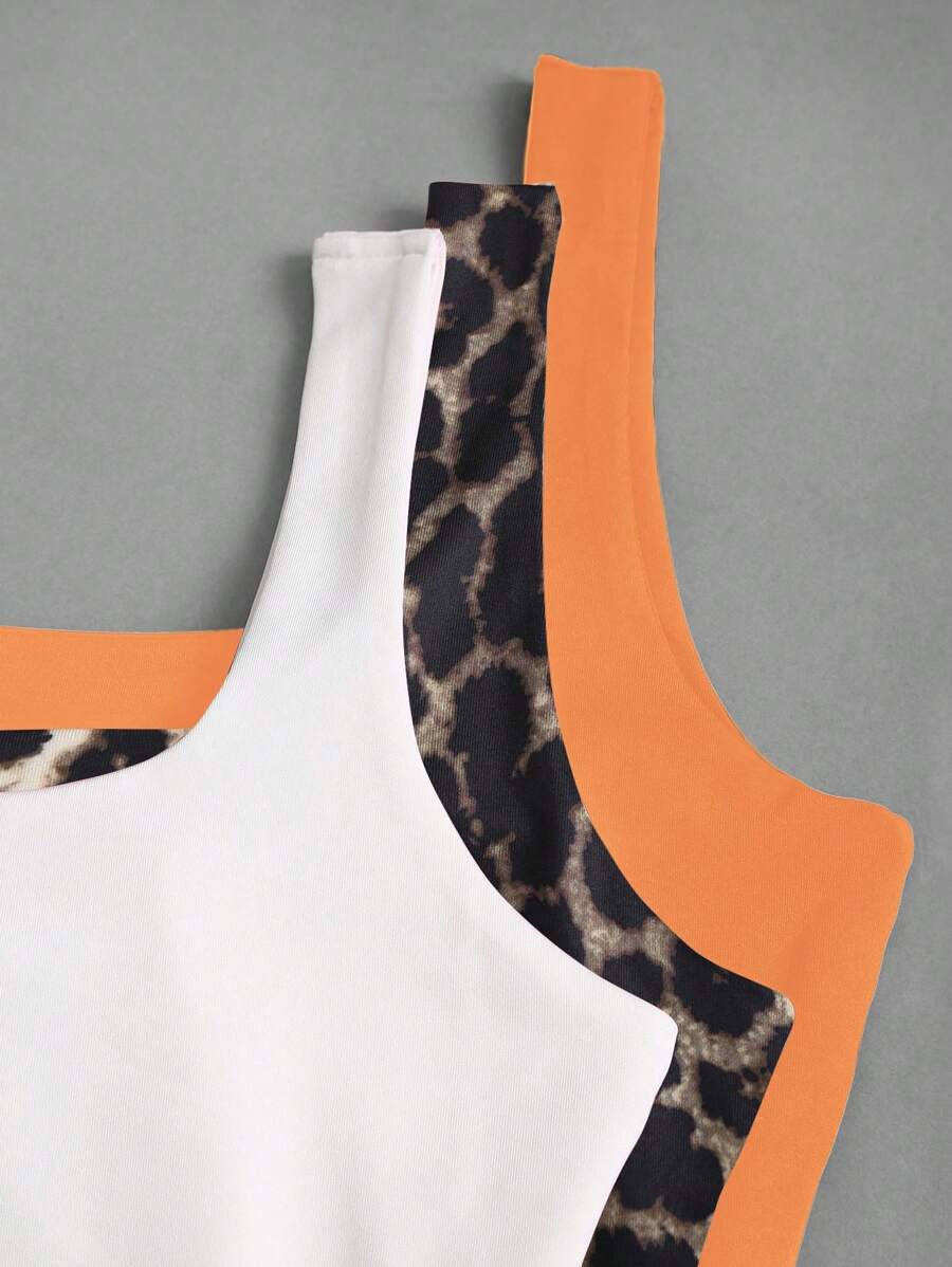 Sweetra Women's Casual Versatile Tank Top, Summer Graphic Cheetah Print Tees Women Tops
