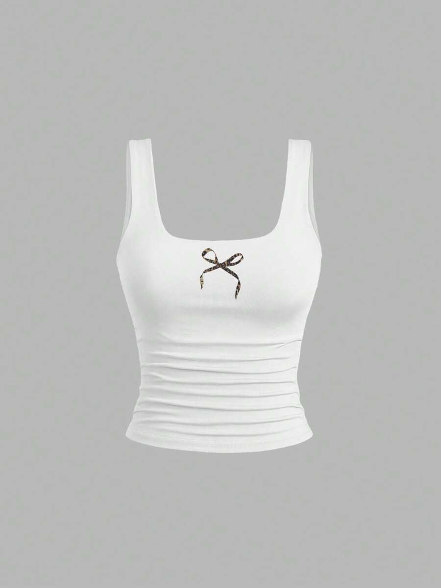 Sweetra Women's Casual Versatile Tank Top, Summer Graphic Cheetah Print Tees Women Tops