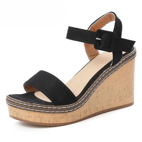 SHANIA | CORK STRAP WEDGE SANDALS