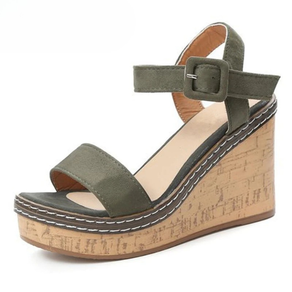 SHANIA | CORK STRAP WEDGE SANDALS