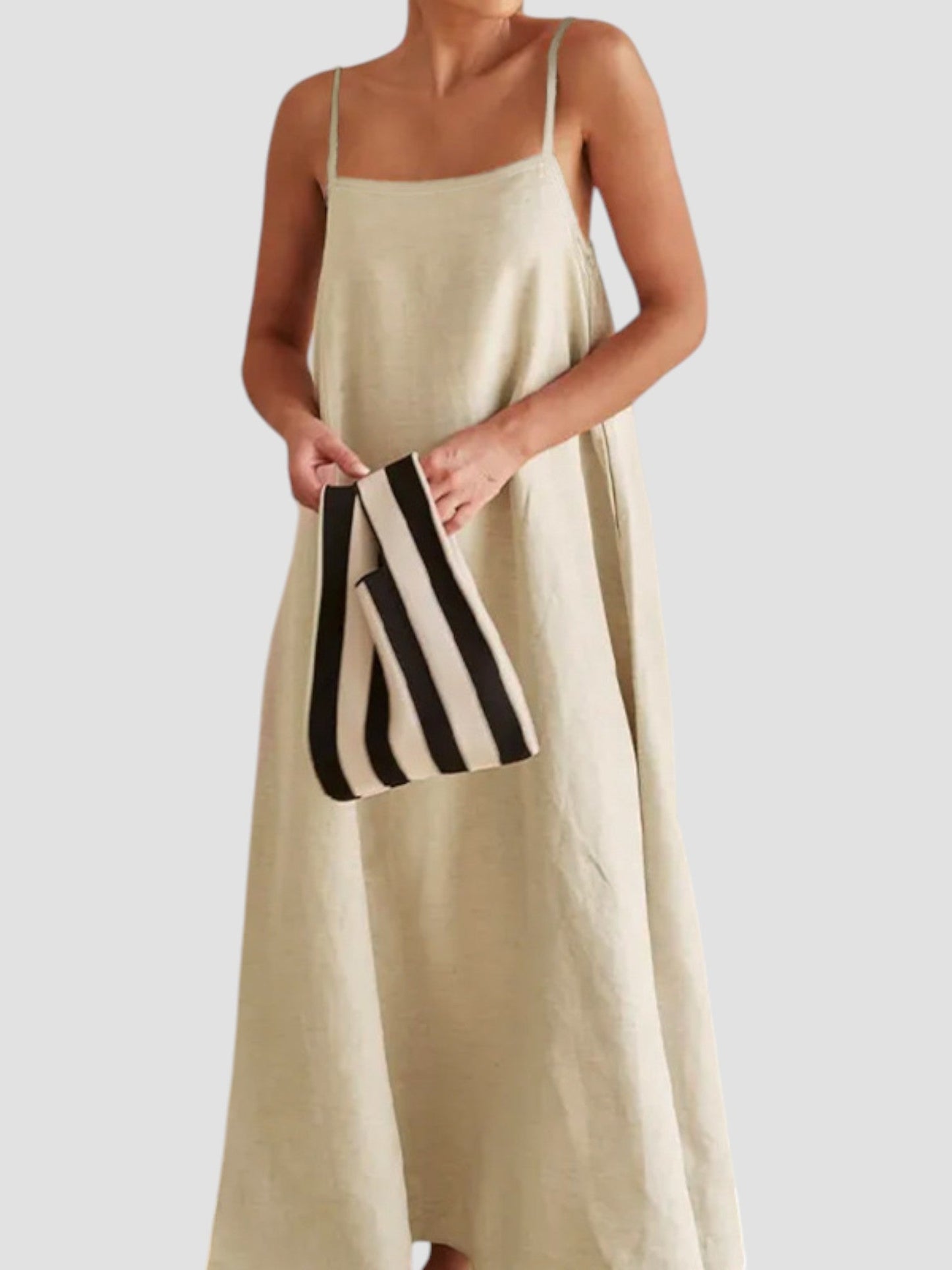 Carmela | Beige Boho Stripe Dress