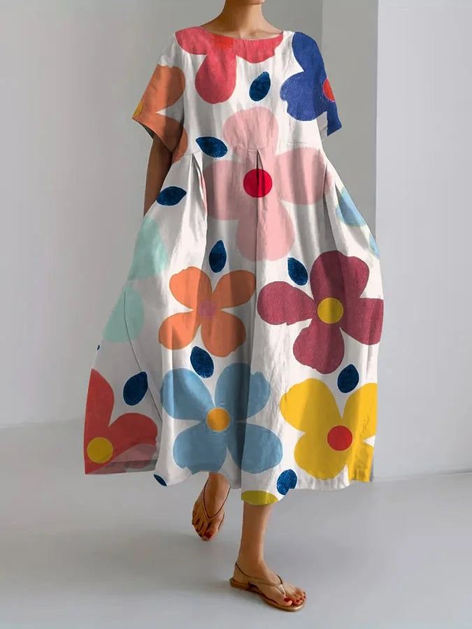 Eliana | Floral Midi Dress with Carefree Style