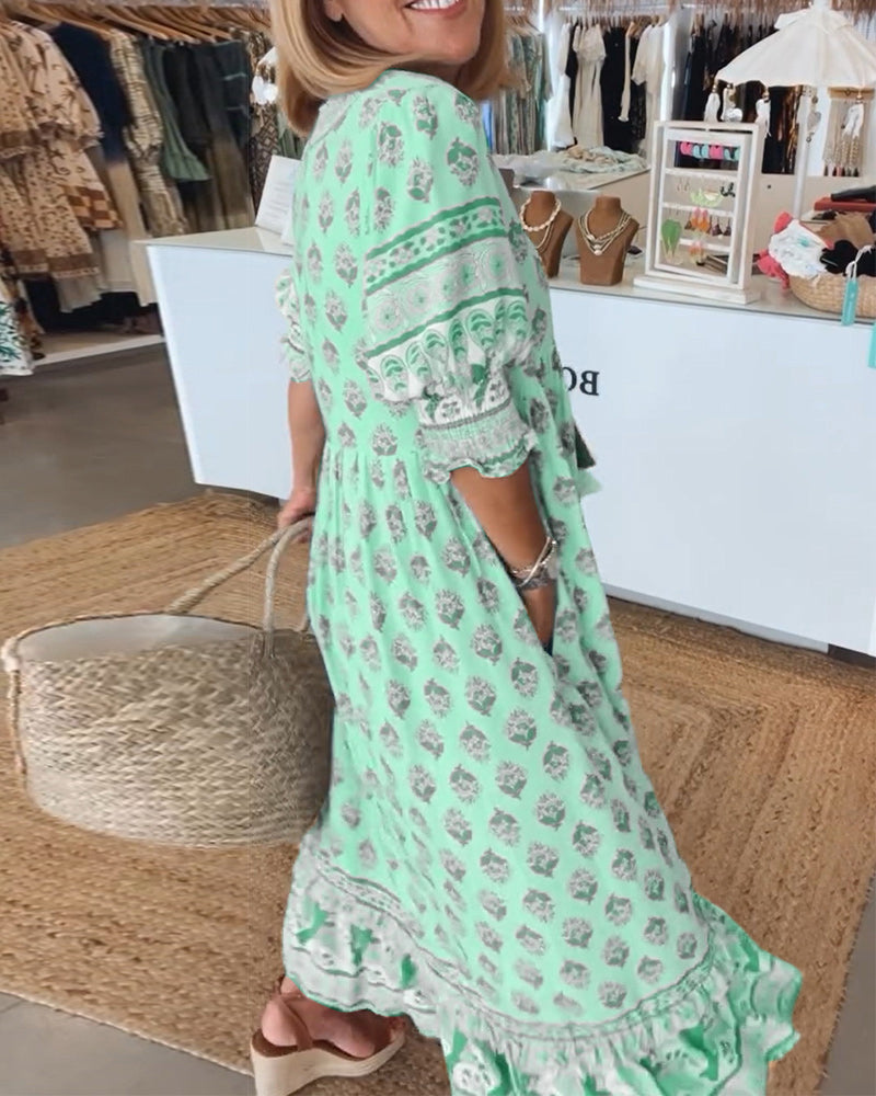 Bridget - Printed V-Neck Dress