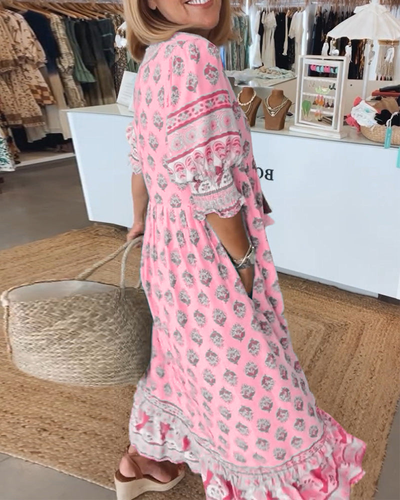 Bridget - Printed V-Neck Dress