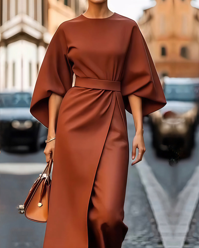 Amaris | Elegant Lantern Dress with Defined Waist