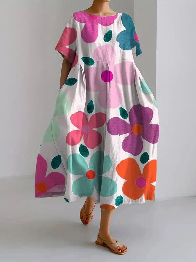 Eliana | Floral Midi Dress with Carefree Style