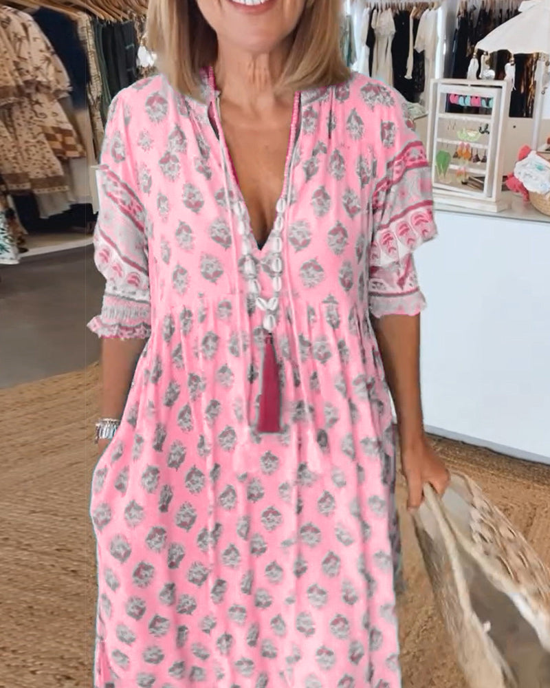 Bridget - Printed V-Neck Dress