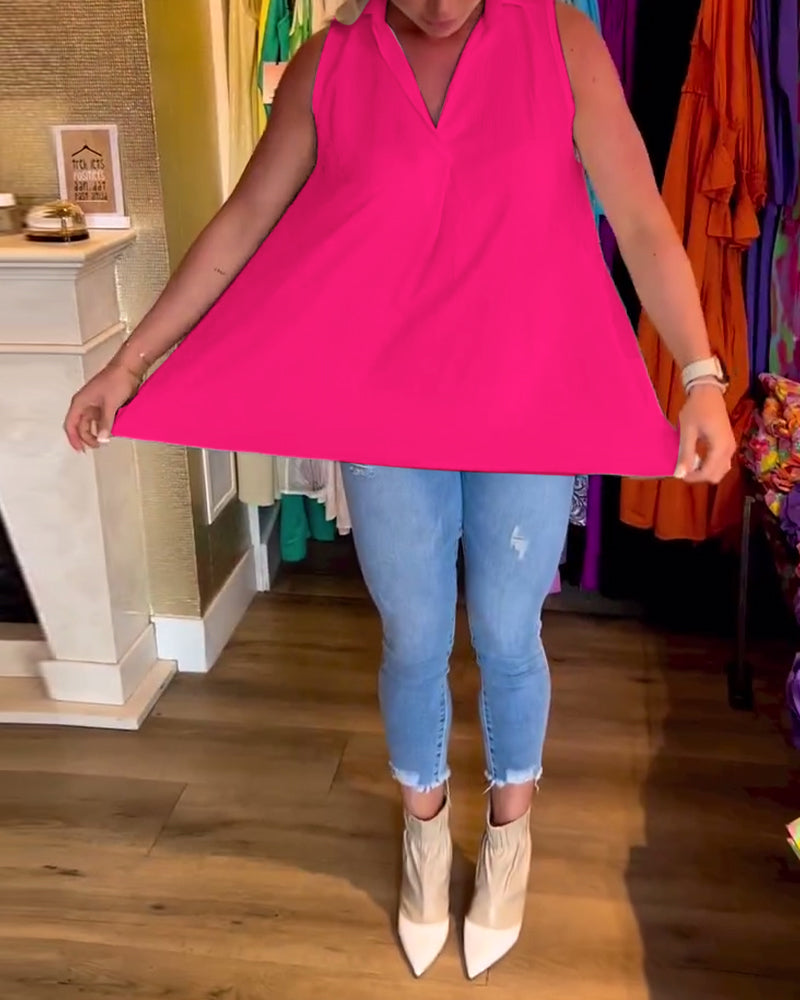 Debby - Pleated Sleeveless Top