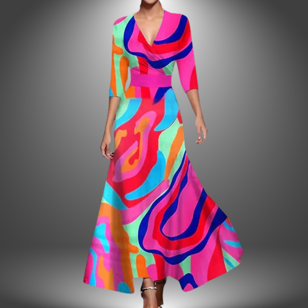 Sole | Elegant Bold Floral Long Dress