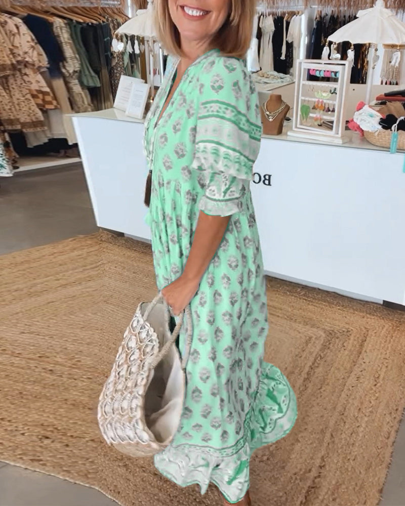 Bridget - Printed V-Neck Dress
