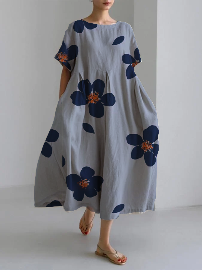 Luna | Long Floral Dress with Relaxed Fit