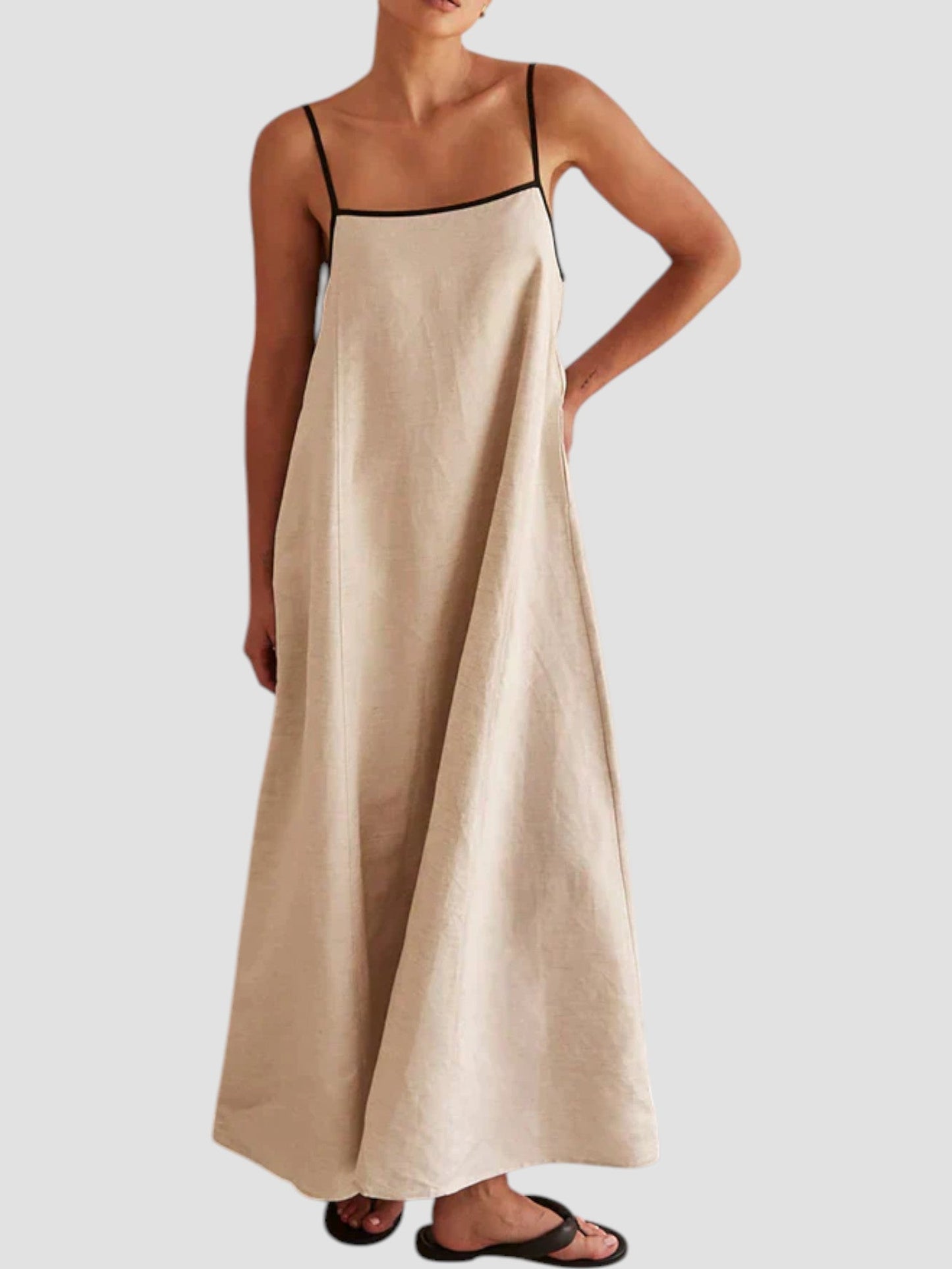 Carmela | Beige Boho Stripe Dress