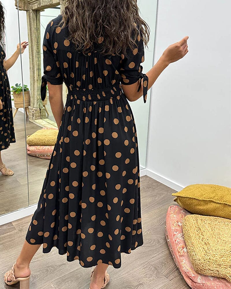Fania | Polka Dots V-Neck Dress