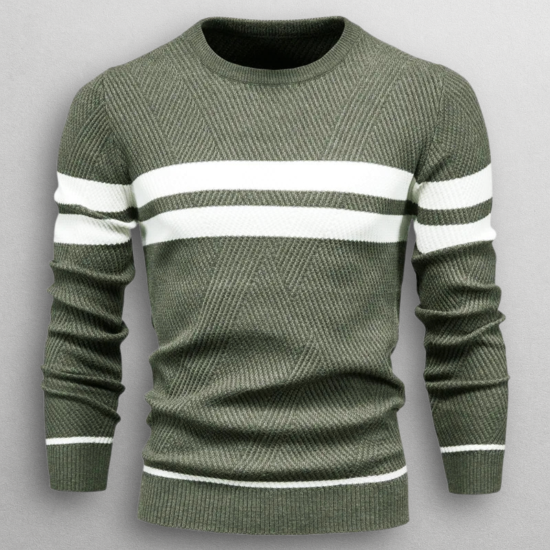 Dual Stripe Knit Crewneck