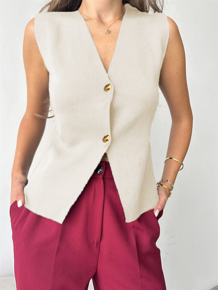 Grier | Sleeveless Button Peplum Top