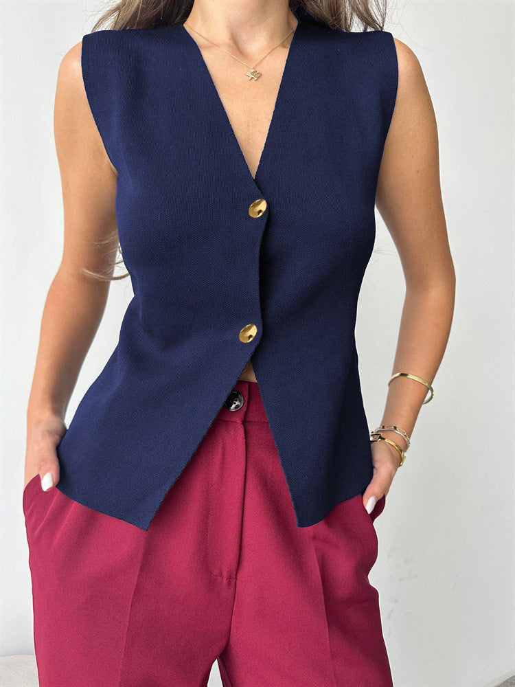 Grier | Sleeveless Button Peplum Top