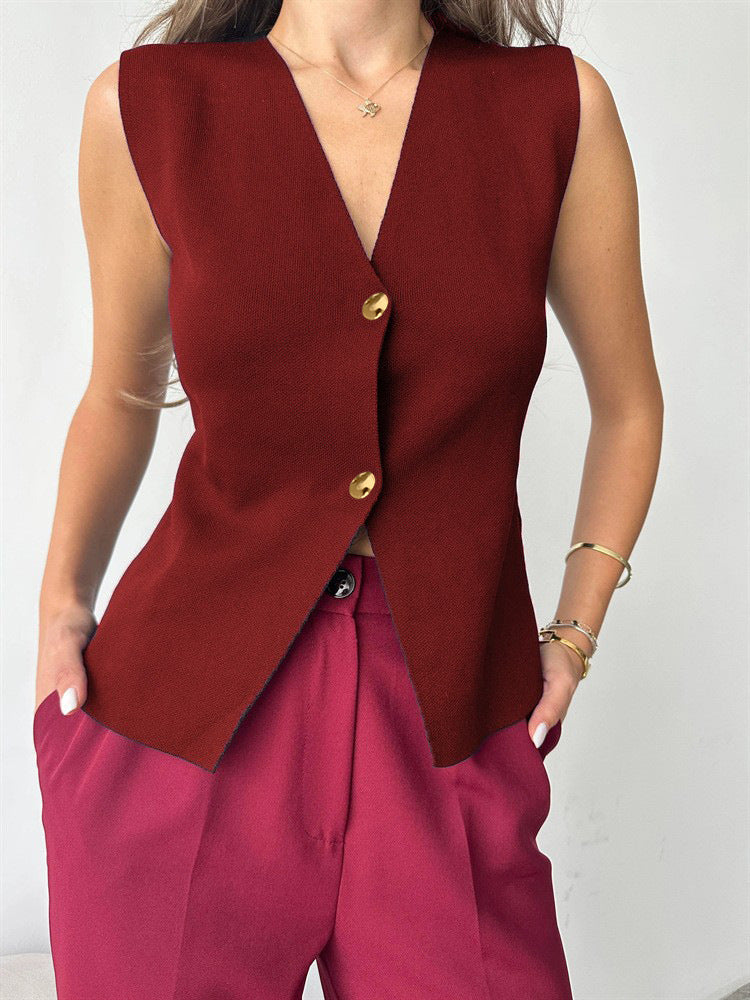 Grier | Sleeveless Button Peplum Top