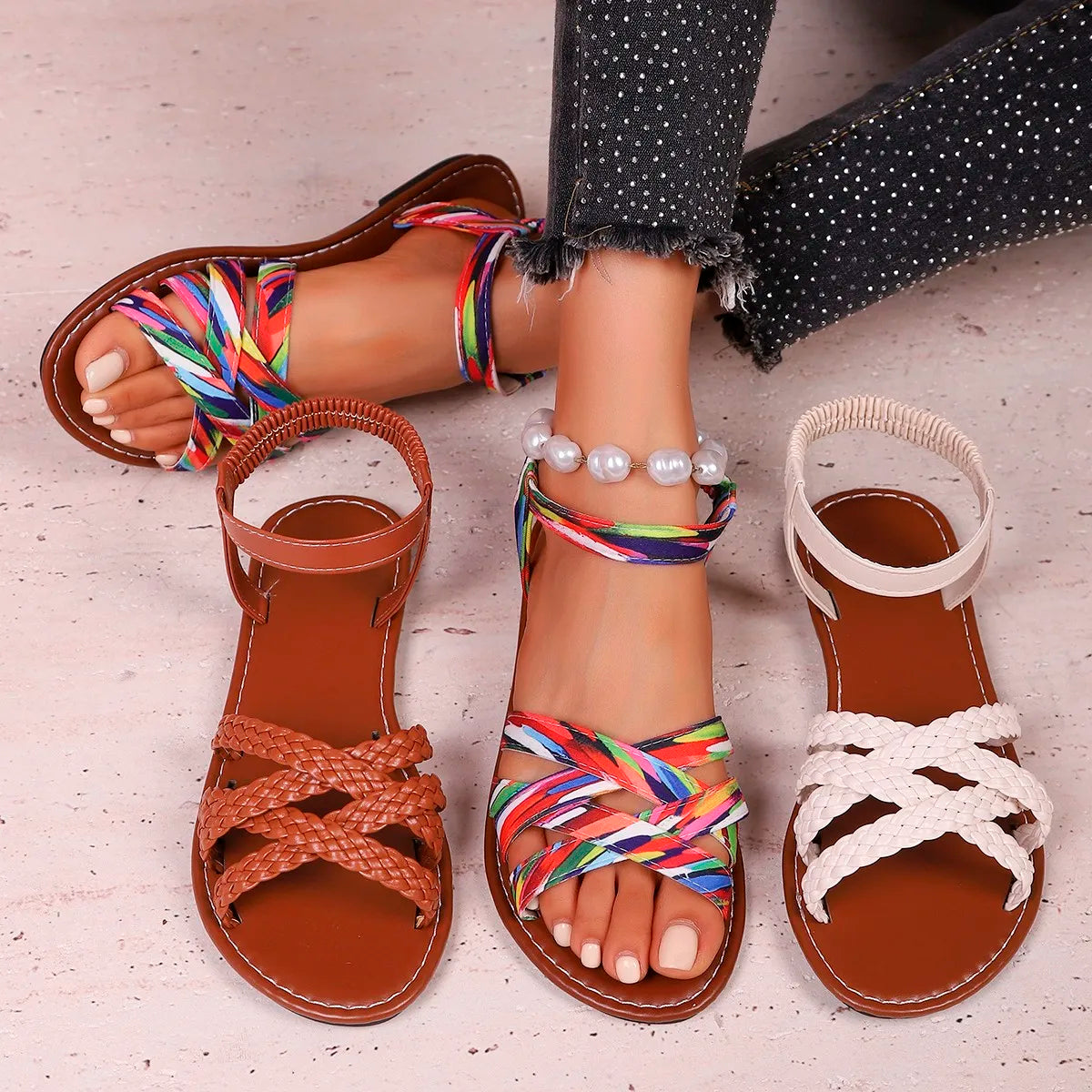 FERN | BRAIDED ANKLE STRAP SANDALS