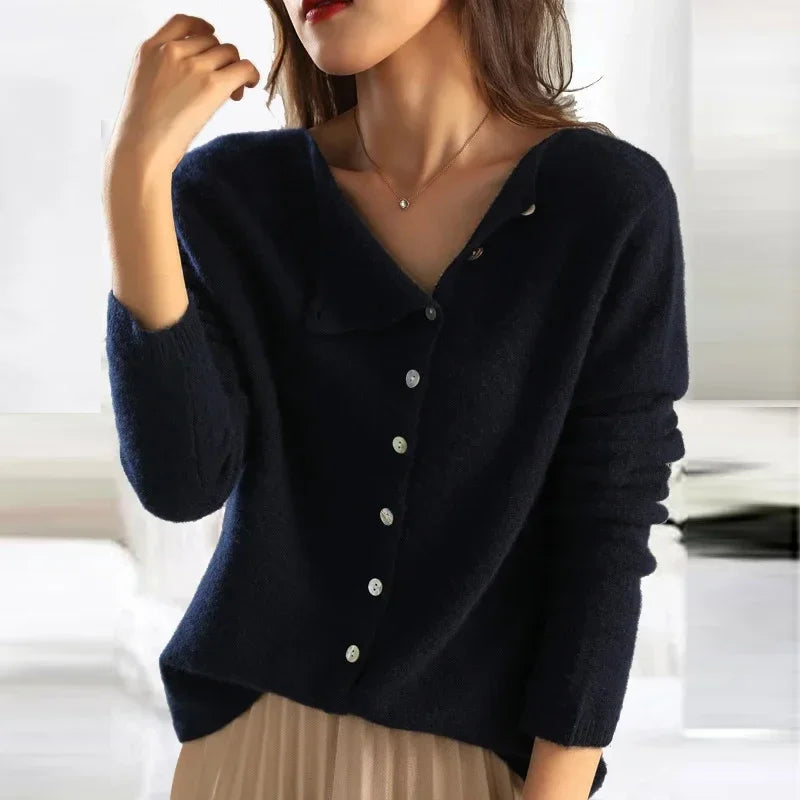 Hallie | Asymmetrical Button Sweater
