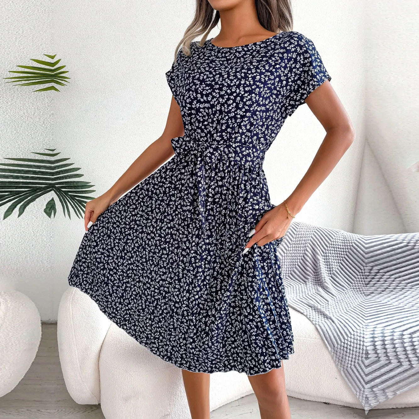 Zoe - Floral Print Wrap Midi Dress