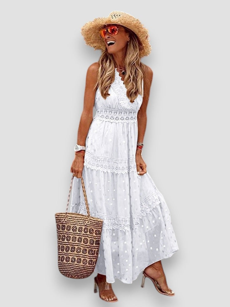 Carla | Blue Denim-Effect Casual Dress
