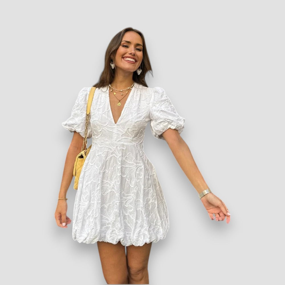 Charlie | White Button-Up Midi Dress