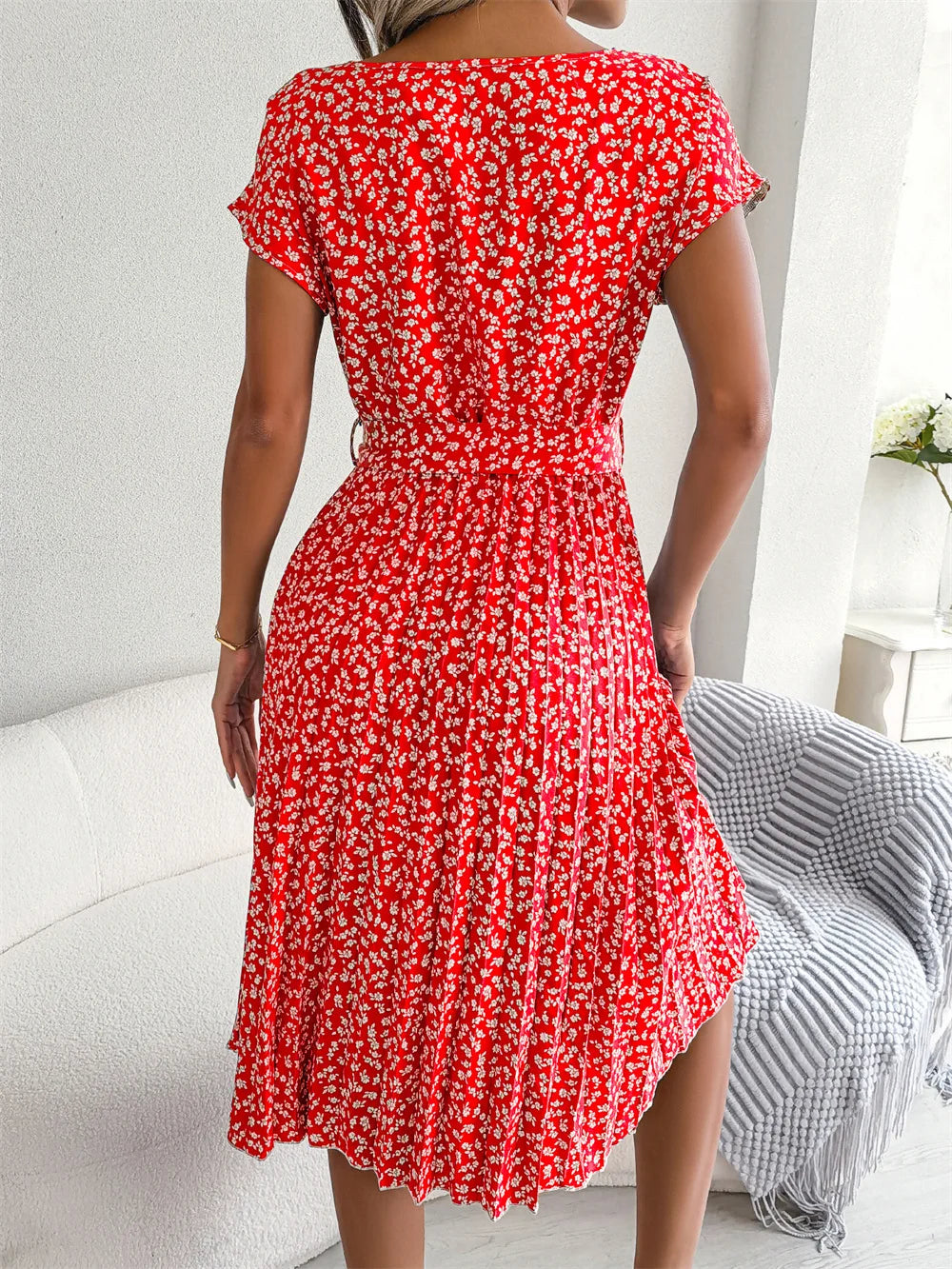 Zoe - Floral Print Wrap Midi Dress